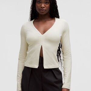 Modal Fleece Open-Front Long-Sleeve Shirt